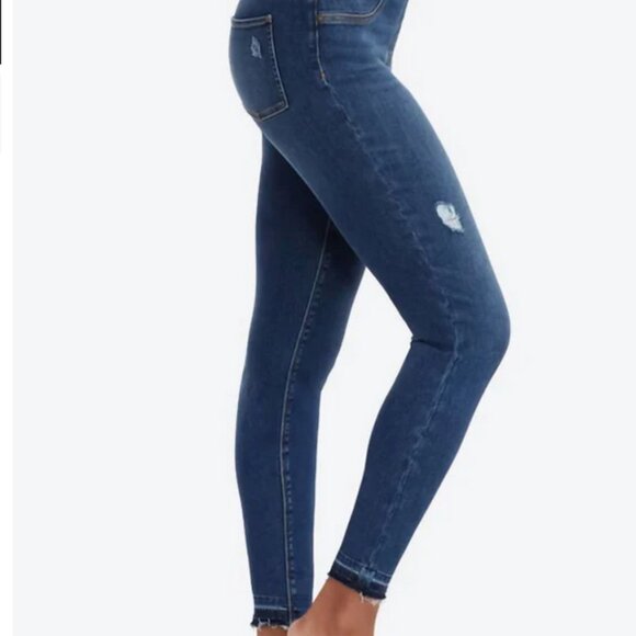 Spanx Women’s High-Rise Distressed Stretch Ankle Skinny Jeans - Dark Wash - Size - Picture 2 of 16